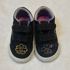 Vans Kids Black Sneakers with Colorful Embroidery